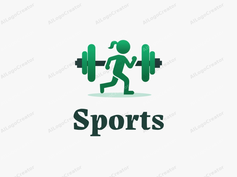 a modern design featuring a stylized dumbbell and a running figure, combined with a clean background and a vibrant green color scheme.