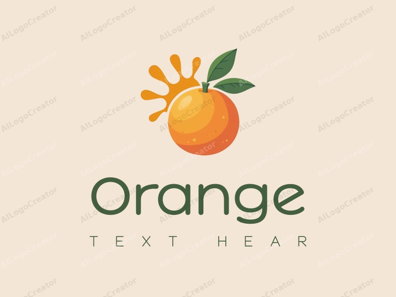 playful design features a stylized orange and a splash of juice, combined with a clean background and simple shapes.