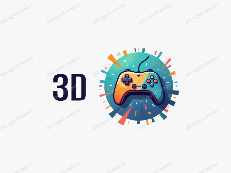 a modern design featuring a 3D game controller and a dynamic animated character, combined with a colorful and clean background.