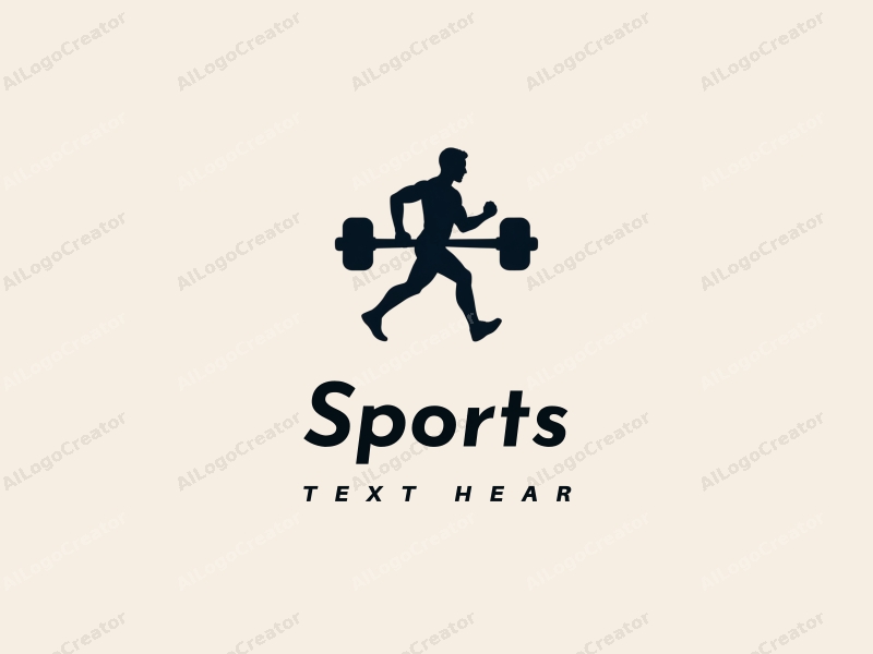 a modern design featuring a stylized runner silhouette and a pair of dumbbells, combined with a clean background and a harmonious layout.