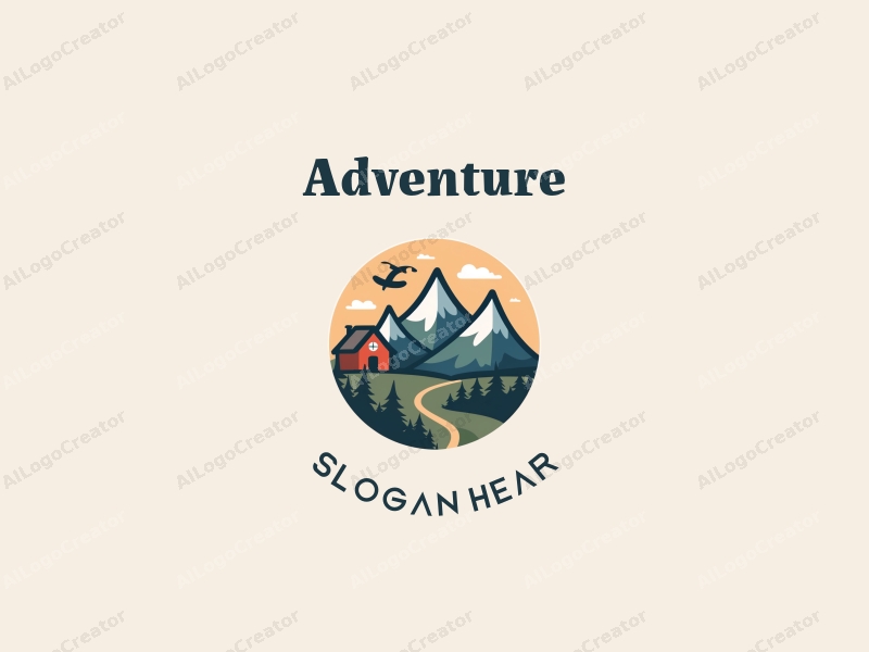 playful design features stylized mountains, a whimsical compass, and adventure elements combined with a clean background.