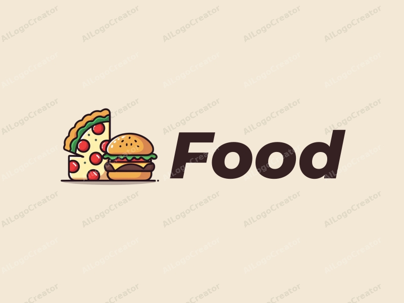 a modern design featuring a vibrant and colorful representation of a pizza and a burger, combined with a clean background and a harmonious layout.