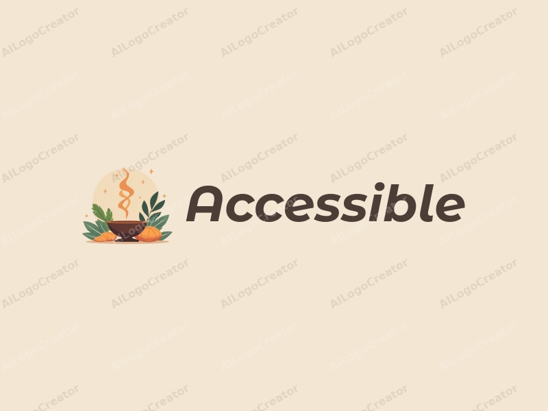 modern design features accessibility elements, a stylized incense burner, and herbs, combined with a clean background and a focus on inclusivity.