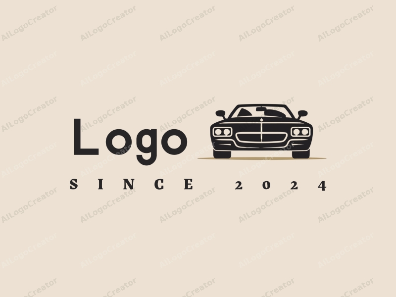 modern design features a stylized car silhouette, incorporating logo elements with a clean background, emphasizing simplicity and harmony.