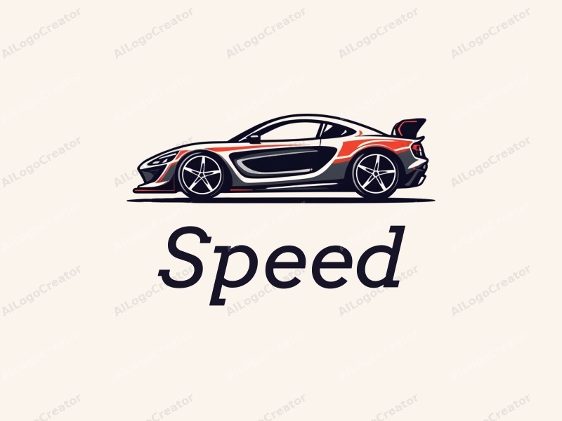 a modern design featuring dynamic lines representing speed, a stylized racing car silhouette, and an abstract engine shape, combined with a clean background.