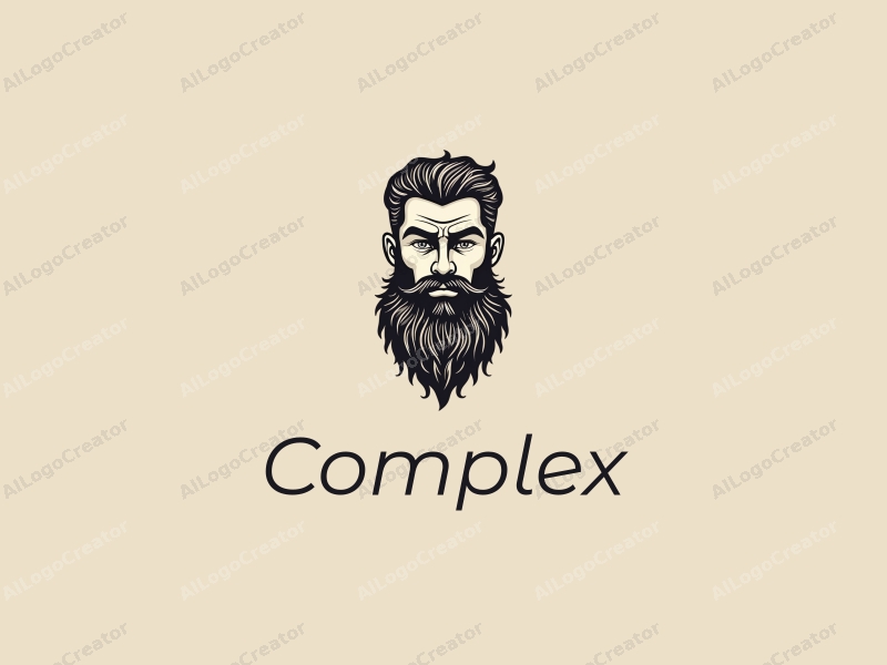 modern design features intricate details, a stylized fist and beard, combined with a clean background.