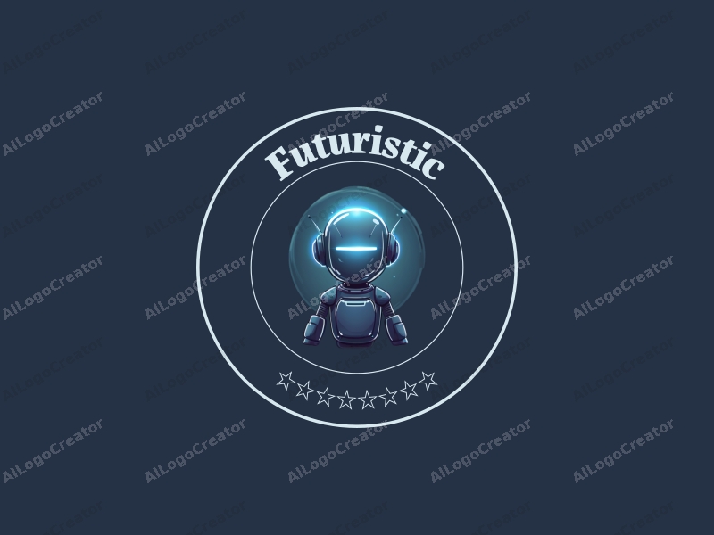 a modern design showcasing a sleek robot with a glowing halo, emphasizing futuristic and innovative themes, combined with a clean background.