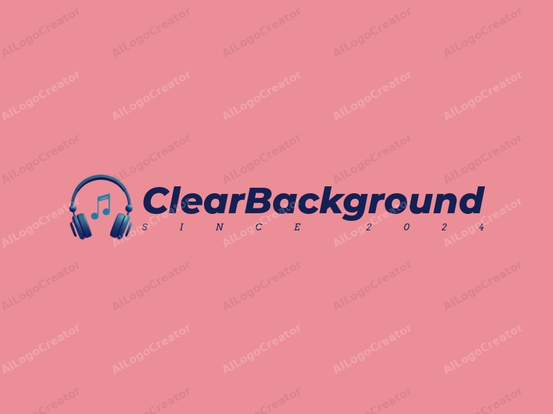 minimalist design features a clear background, stylized musical notes, and headphones, combined with a transparent color approach for a clean and modern look.