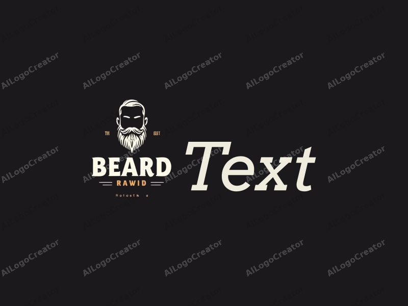 modern design features bold typography, a stylized beard integrated with letters, and a clean black background.