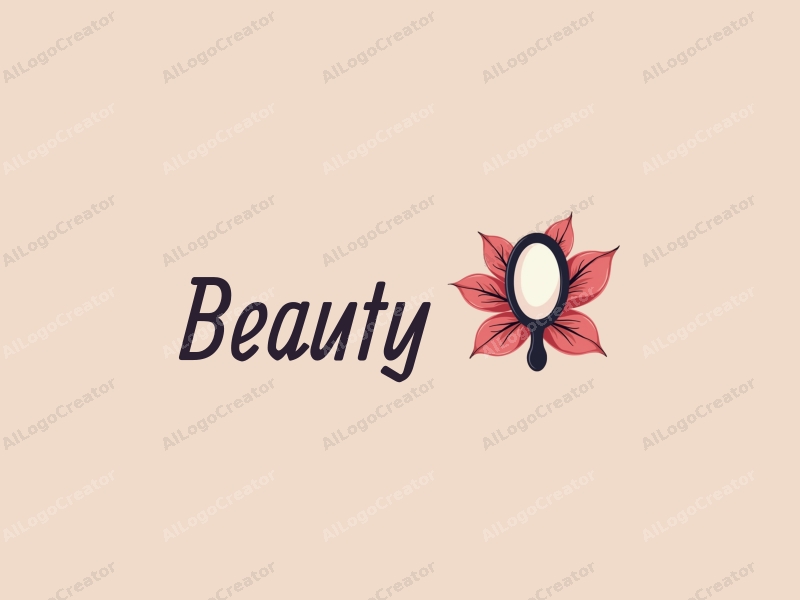 a modern design featuring beauty and makeup elements, incorporating petals and a mirror, with a clean background and a harmonious composition.