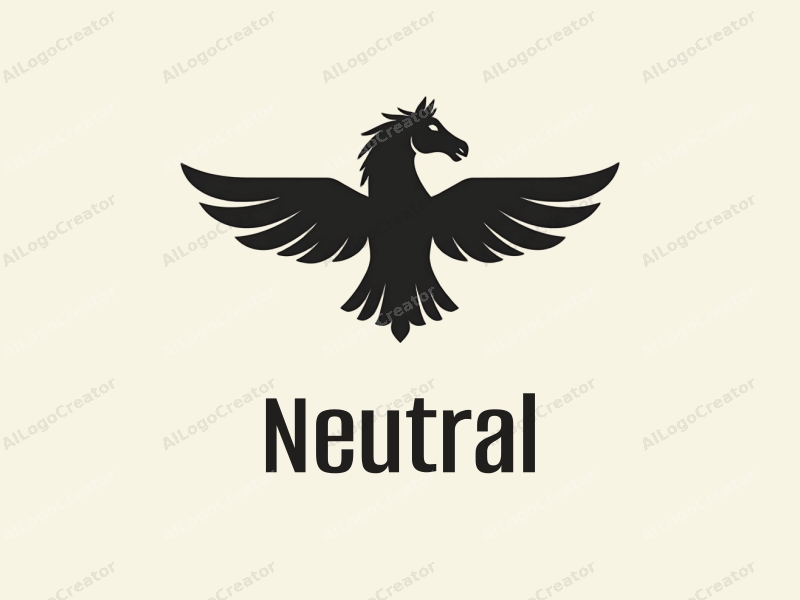 minimalist design features a stylized horse and eagle, emphasizing neutrality and balance, combined with a clean background.