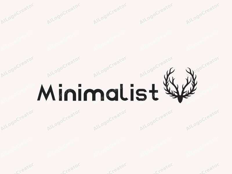 minimalist design features stylized antlers intertwined with willow branches, using a tag style approach combined with a clean white and black background.