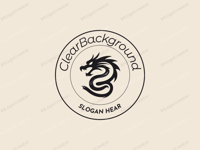 minimalist design features a stylized dragon head intertwined with letters, set against a clear background, emphasizing simplicity and clarity.