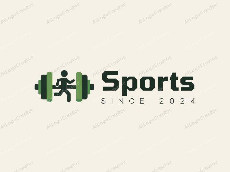 a modern design featuring a stylized dumbbell and a running figure, combined with a clean background and a vibrant green color scheme.