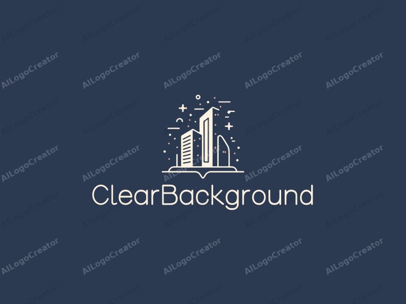 a modern minimalist design featuring corporate elements like a stylized office building and abstract symbols representing transformation and strategy, combined with a clean and transparent background.