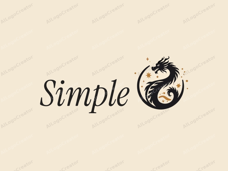 minimalist design features a stylized dragon silhouette intertwined with desert elements, combined with a clean background.