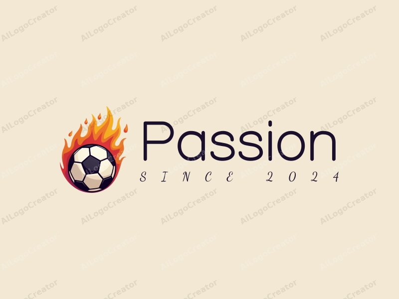 playful design features dynamic flames intertwined with a stylized football, embodying passion and enthusiasm, set against a clean background.