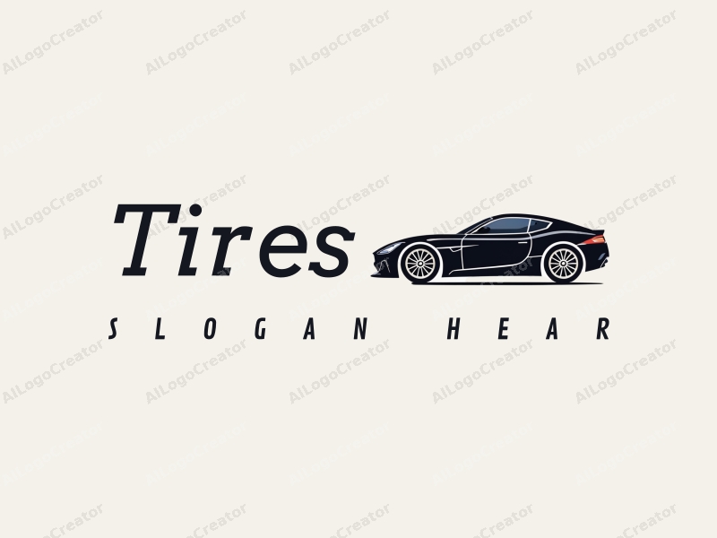 modern design features a stylized car silhouette, a tire, and a wheel hub, combined with a clean background.