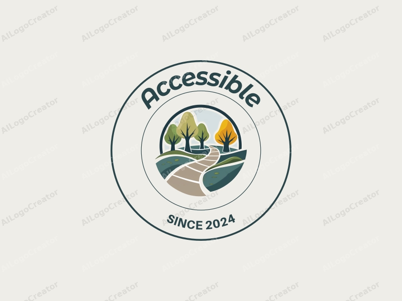 modern design features accessibility elements, inclusive design symbols, stylized sidewalks, and green spaces combined with a clean background.