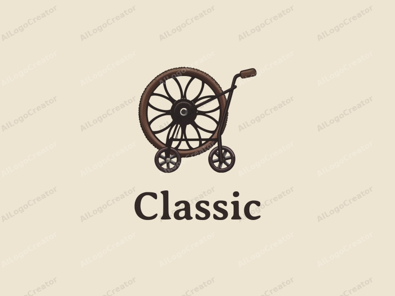 vintage design features classic and traditional elements, stylized wheels, shopping motifs, combined with a clean background and harmonious composition.