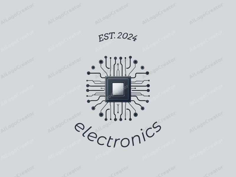 a modern design featuring electronic devices, a stylized circuit board, and a chip with signal waves, combined with a clean silver background.