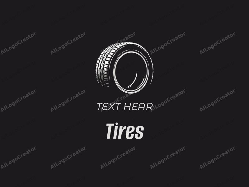 modern design features a stylized tire and car silhouette, emphasizing movement and freedom, combined with a clean black background.