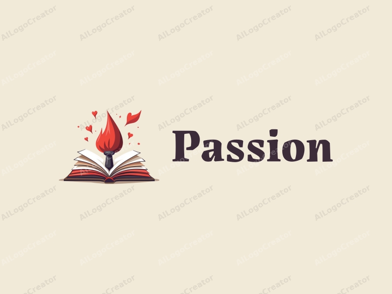 playful design features a vibrant red paintbrush and an open book, symbolizing passion and enthusiasm for art and education, combined with a clean background.