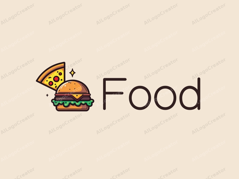 a modern design featuring a vibrant and colorful representation of a pizza and a burger, combined with a clean background and a harmonious layout.