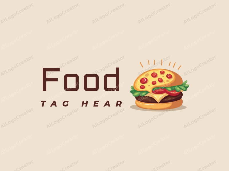 a modern design featuring a vibrant and colorful representation of a pizza and a burger, combined with a clean background and a harmonious layout.