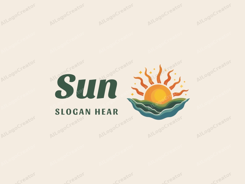 playful design features a stylized sun with rays, vibrant sunlight filtering through playful leaves, combined with a clean background.