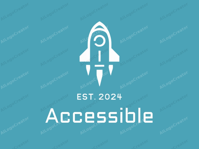 modern design features accessibility elements, inclusive design symbols, a stylized spaceship silhouette, and a clean background with blue and green tones.