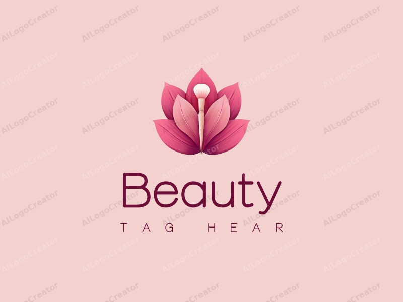 modern design features elegant petals, a stylized makeup brush, and a beauty theme combined with a clean background.