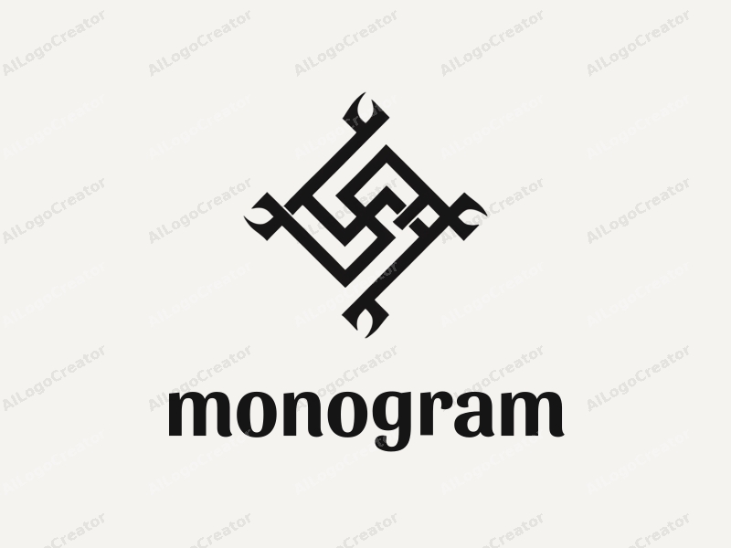 a modern minimalist design featuring stylized letters and symbols inspired by Aetheros and nórdica, combined with a clean black and white background.