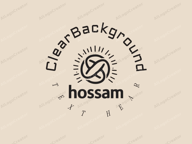 minimalist design features simple text and symbols, a stylized representation of 'hossam' with a halo effect, combined with a clean and transparent background.