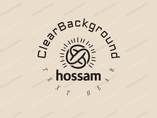 極簡主義設計特點是簡單的文字和符號，一個帶有光環效果的'hossam'的風格化表現，結合了乾淨和透明的背景。