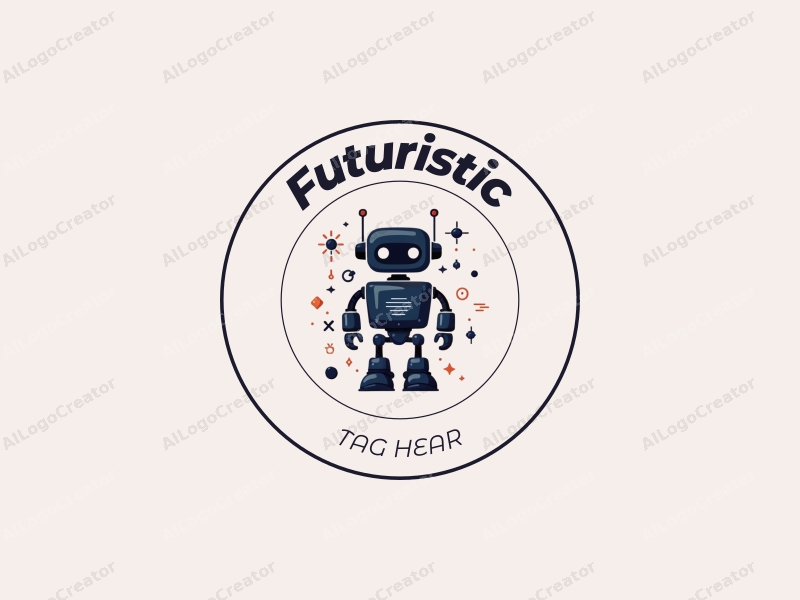 a modern minimalist design featuring a stylized robot silhouette, digital elements, and a futuristic innovation theme combined with a clean background.