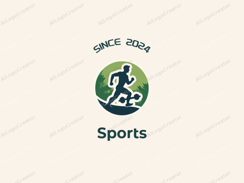 modern design features a stylized runner in motion, a pair of dumbbells, and a clean background with green accents, emphasizing energy and vitality.