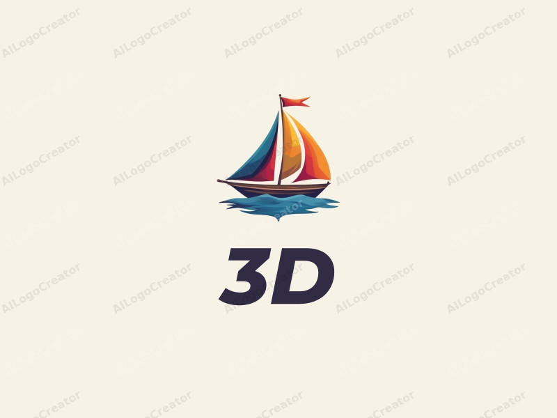 a modern design featuring a colorful 3D sailing ship intertwined with the letter A, dynamic composition with clean lines and a vibrant background.