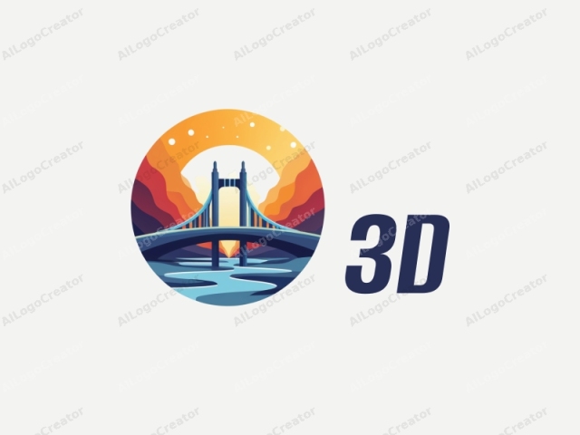 カラフルな3Dダイナミック要素を特徴とするモダンデザイン、つながりを象徴するスタイライズされた橋のシンボル、そしてクリーンな背景を組み合わせたもの。