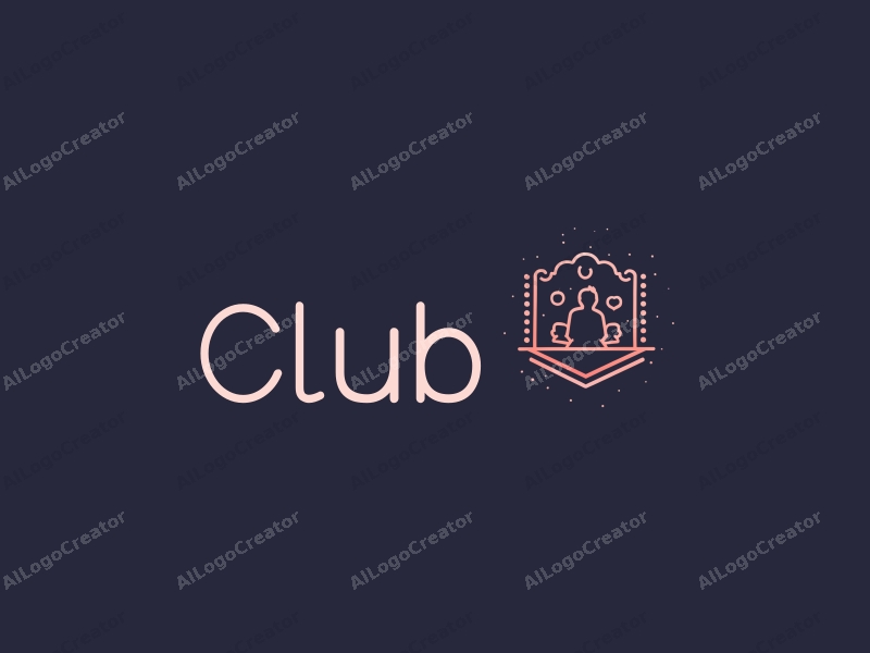 a modern design featuring a stylized club silhouette, interconnected social network icons, and a stage backdrop, combined with a clean and simple layout.