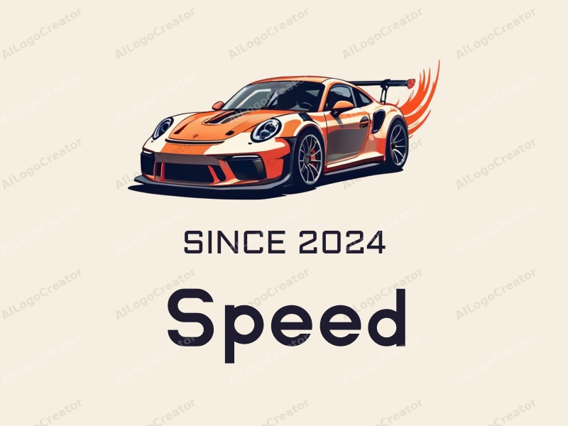 a modern design featuring dynamic lines representing speed, a stylized racing car silhouette, and an abstract engine shape, combined with a clean background.