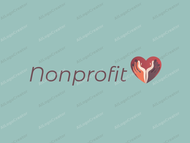 a modern minimalist design featuring a stylized heart and hands symbolizing charity and volunteer work, combined with a clean background in blue and green tones.