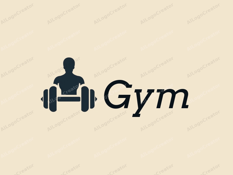 modern design features a stylized dumbbell and an athlete silhouette, combined with a fitness coach element, using a clean background and a harmonious layout.