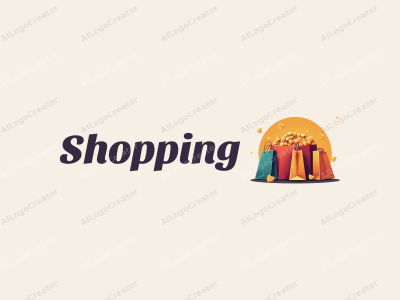 a modern design featuring colorful shopping bags and stylized chips, combined with a vibrant mall background, emphasizing a clean and harmonious composition.