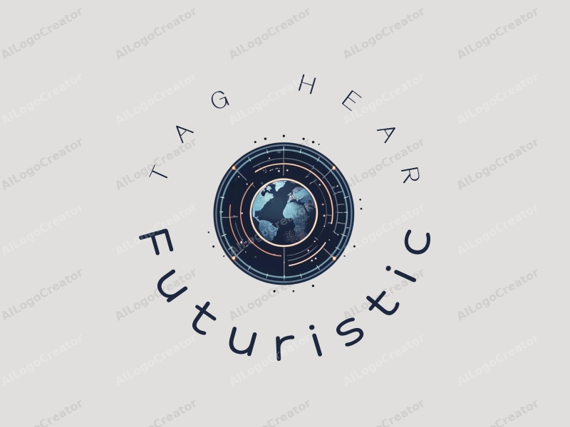 a futuristic design featuring a stylized planet intertwined with circuit patterns, utilizing a modern aesthetic with a clean background and a harmonious composition.