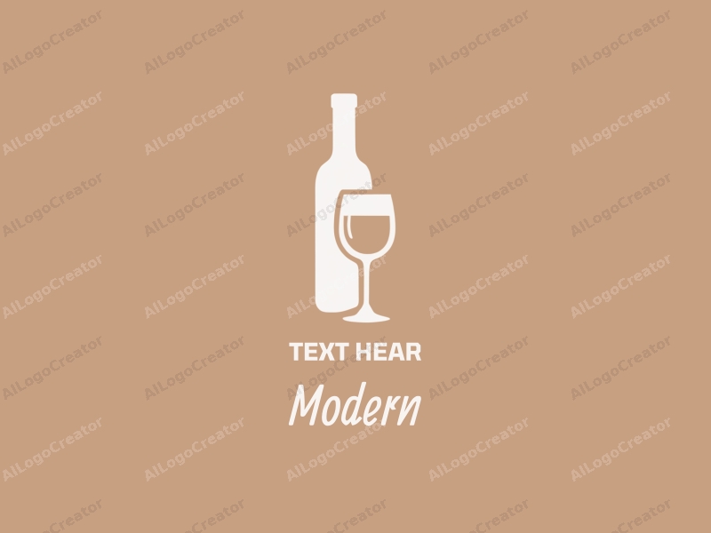 a minimalist design featuring a stylized wine bottle and beverage, combined with a modern approach and a clean background.