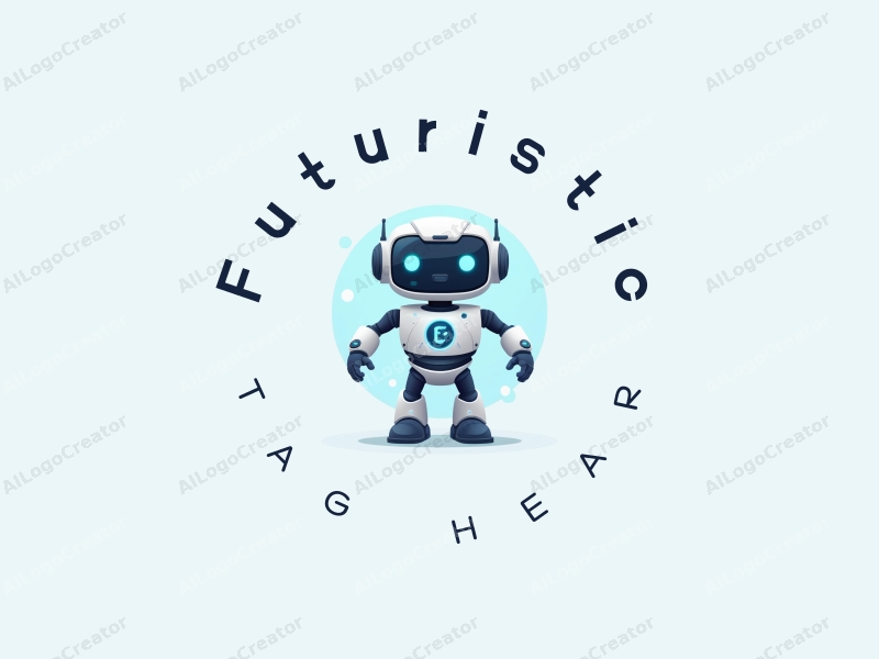 a modern design featuring a sleek intelligent robot and an eco-friendly device, utilizing a silver and blue color palette, combined with a minimalist approach and a clean background.