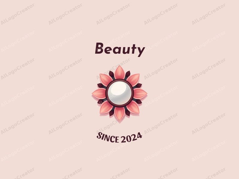 a modern design featuring beauty and makeup elements, incorporating petals and a mirror, with a clean background and a harmonious composition.