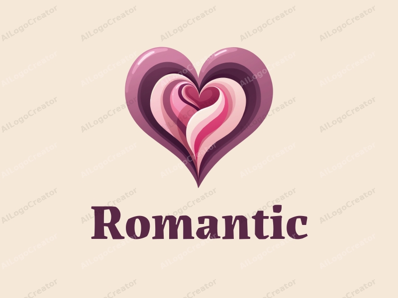 playful design features a stylized rose intertwined with a heart shape, incorporating pink and purple colors, combined with a clean background.