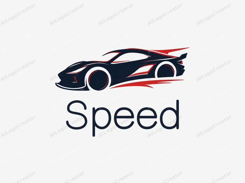 a modern design featuring dynamic lines representing speed, a stylized racing car silhouette, and an abstract engine shape, combined with a clean background.